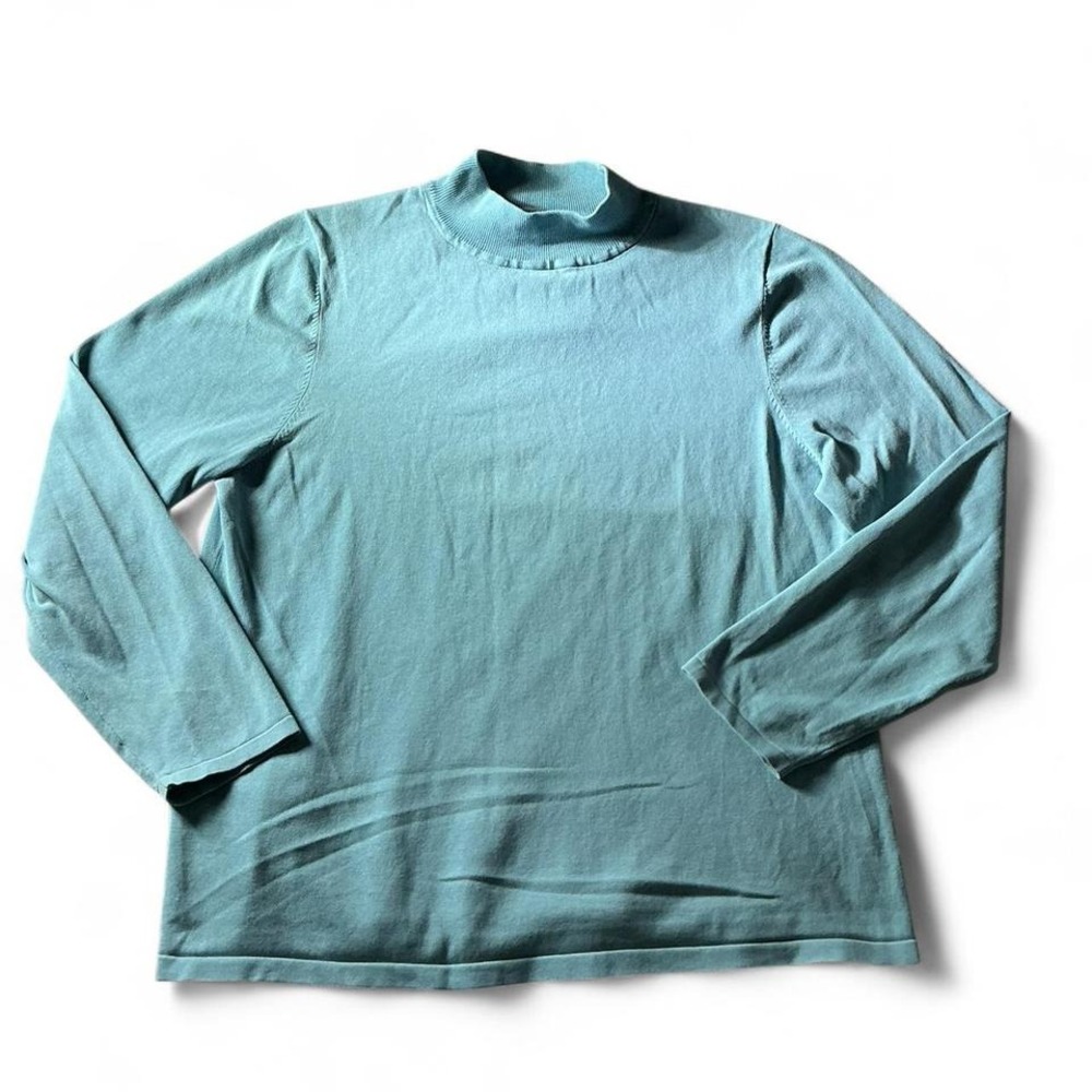 Pendleton Silk Blend Mock Coastal Sweater Womens XL Blue Knit Lightweight Top